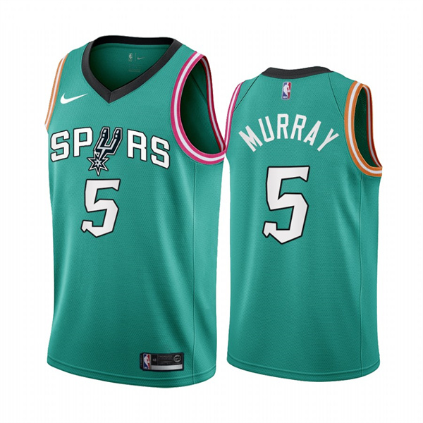 Men' San Antonio Spurs #5 Dejounte Murray 2022/23 Teal City Edition Stitched Jersey